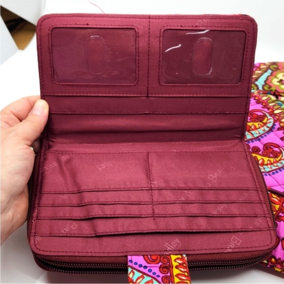 Vera Bradley Two Piece Crossbody Bag & Matching Wallet Set Fuchsia Blue … - Picture 8 of 13